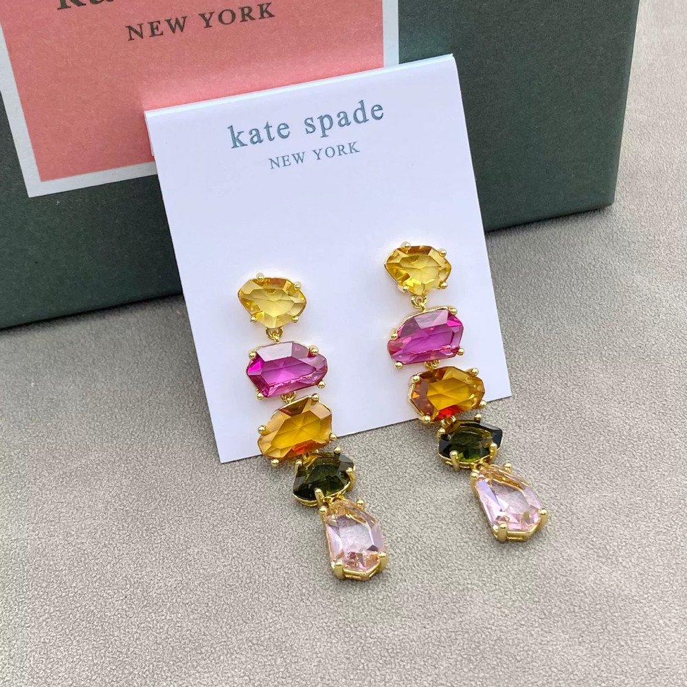 kate spade Vintage Royal Silver Needle Colorful Crystal Long Tassel Drop
